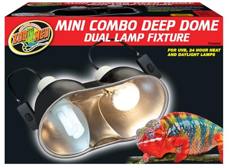 Zoo Med Combo Mini Deep Dome Clamp Lamp Fixture 2 x 5-1/2 Inch Deep Domes