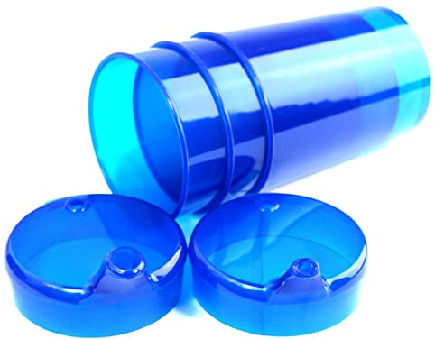 Medi-Inn+ Schnabelbecher 250 ml Praktisches Set: 5 Unterteile mit 10 Deckeln (5 x mit Öffnung 12 x 10 mm u. 5 x mit Öffnung 4 x 4 mm) | blau