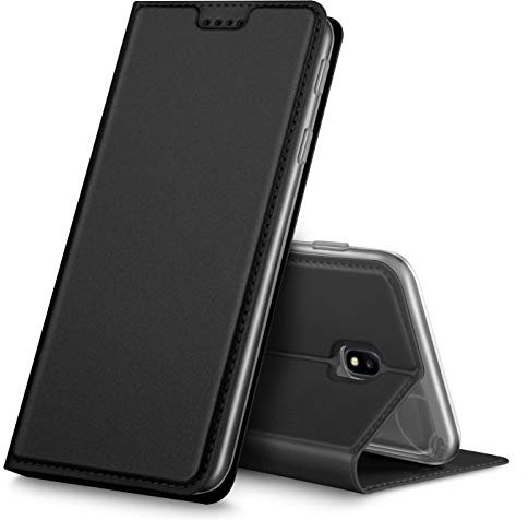 Verco Handyhülle für Galaxy J7 (2017), Premium Handy Flip Cover für Samsung Galaxy J7 Hülle [integr. Magnet] Book Case PU Leder Tasche [J7 J730], Schwarz