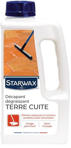 STARWAX - Décapant pour Tomettes et Terres Cuites - Remet un Sol à Nu Avant Rénovation - Sans Rinçage - Fabriqué en France - 1L - 30 à 50m²