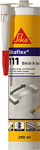 SIKA - Adhesivo y sellador flexible - Sikaflex-111 Stick & Seal - Blanco - Masilla multiuso - Suporte multiple - Interiores y exteriores - Superficies humedas - 290ml