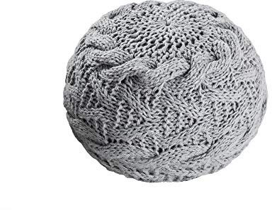 DuNord Design Pouf Sitzpouf grau Sitzhocker 50cm Strick