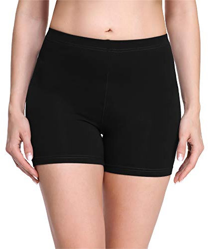 Merry Style Damen Shorts Radlerhose Unterhose Hotpants Kurze Hose Boxershorts aus Viskose MS10-283(Schwarz,XL)