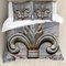 ABAKUHAUS Fleur De Lis Bettwäsche Set für Doppelbetten, Altes Zeichen Holz, Weicher Microfaserstoff Allegigeignet kein Verblassen, Grau braun