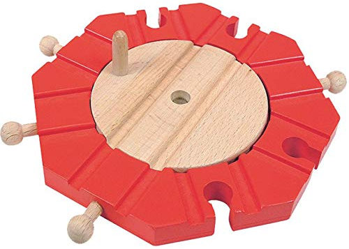 alles-meine.de GmbH Holz - Schienen - mechanische Drehscheibe - Weiche/Abzweigung/Kreuzung - drehbar - 8 Anschlüsse - Scheibe für Eisenbahn/Holzeisenbahn - passend für alle..