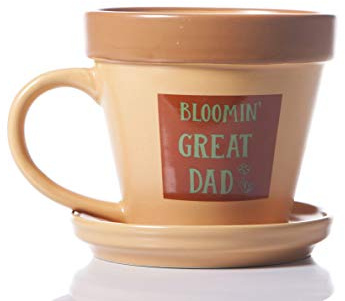 Boxer Gifts MU3073 Blooming Dad Plant Pot Mug | Funny Gardening Gift for Father's Day | Comes with Saucer | Ceramic