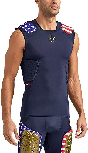 Under Armour 5-Pad Top Pro McDavid HEX Padded Chest Shirt Waist Compression & Rib Spine & Shoulder Protection Youth Adult Football Soccer Wrestling Field Hockey Lacross Paintball etc