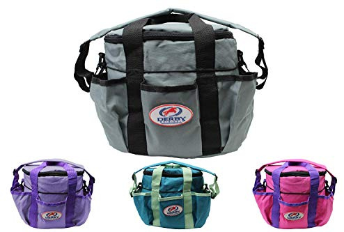 Derby Originals Premium Comfort Large Horse Grooming Supply Tote Bag for Organization Grey/Black