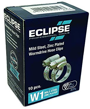 Eclipse Professional Tools ECW1-OX W1 Boîte de 10 colliers de serrage à vis sans fin en acier doux 18-25 mm