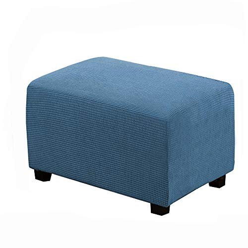 WINS Housse Ottoman Housse de Protection pour Repose-Pieds rectangulaire Housse de Pouf Carre Extensible Housse de Ottoman canape Pouf rectangulaire Bleu