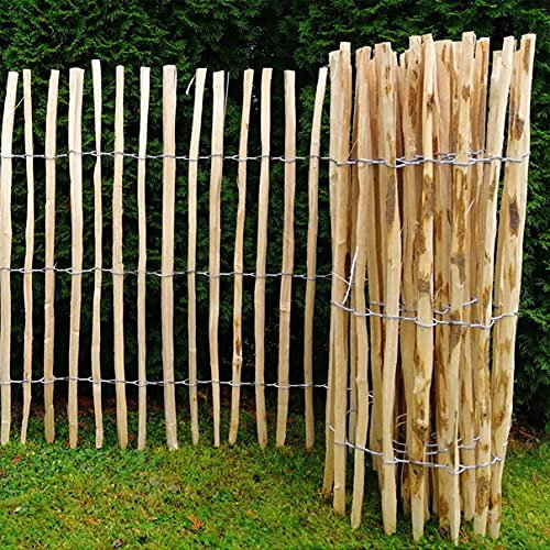 HELO Staketenzaun Gartenzaun Zaunlatte Holzzaun Haselnussholz Bauernzaun Zaun 5m (Höhe: ca. 100 cm, Länge: ca. 5 m, Lattenabstand: ca. 3-4 cm)