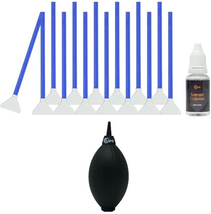 UES Kit de nettoyage complet pour capteur d'appareil photo (14 tampons + 15 ml de nettoyant) et souffleur de poussière