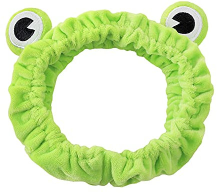 ikasus Niedlichen Frosch Stirnband,Gesicht Waschen Haarbänder,Haarband Frauen, süßes Haar Zubehör,Stirnband Elastische Breitkrempige Tier Stirnband Partei Schmuck Damen Make Up