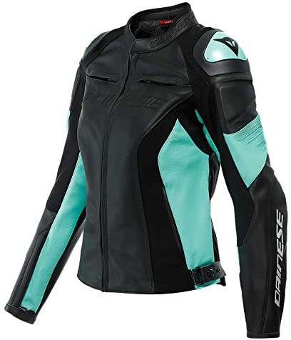 Dainese Racing 4 Damen Motorrad Lederjacke, schwarz/türkis, 40 | Leder