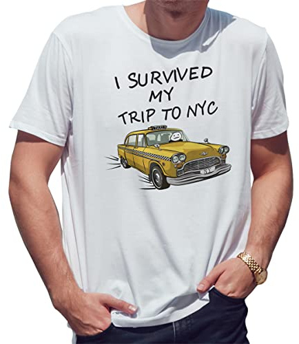 BroiderStudio I Survived My Trip to NYC New York Yellow Taxi Meme T-Shirt pour Les Hommes