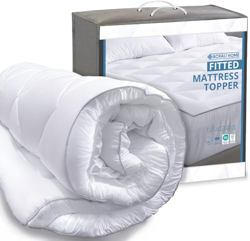 Acrali Home Fitted Mattress Topper Double Bed Deep Pocket 40cm Quilted, Breathable, Non-Slip Mattress Toppers Double Size Bed for Sofa Bed & Campervan (137X190cm)