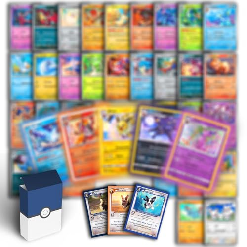 Odisey-Kartenset aus 50 Pokemon Karten original deutsch mit Kartenhüllen | 5 Holo/Reverse-Holo | 50 Verschiedene Karten aus vielen Sets und seltenen Karten | Inklusive Sammelbox & Mochi-Karte