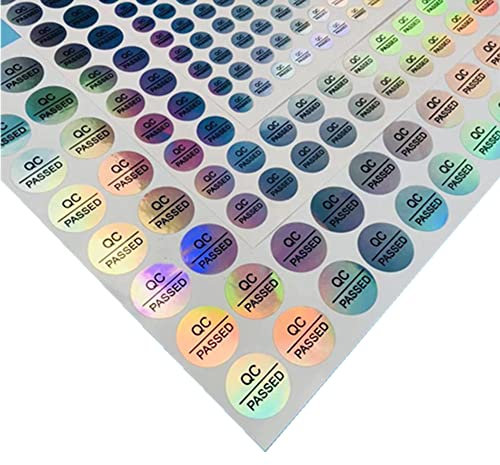 1000 Stück silberne QC-bestandene Aufkleber, Größe 0,9 cm, runde Form, reflektierender Laser, wasserdicht, selbstklebende Etiketten für Lagerbestand, Qualitätskontrolle, geprüft