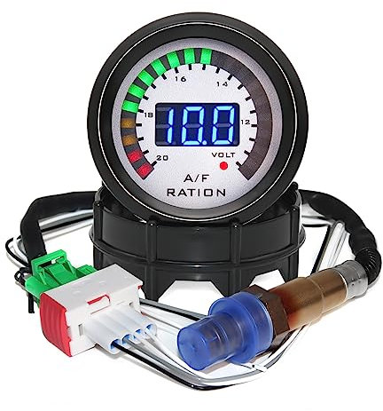 52MM Digital Air Fuel Ratio Gauge Rennauto Blaue LED mit Schmalband O2 Sauerstoff Sensor für 12V Auto