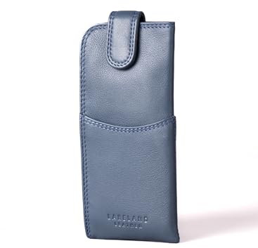 Lakeland Leather Glasses Case in Navy Blue - real leather soft spectacles pouch for men and women