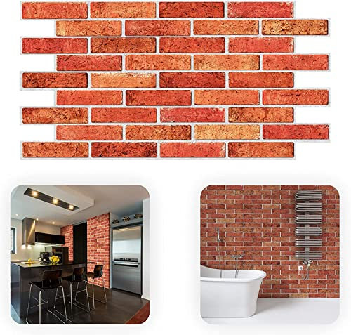 Grace Baltic Lot de 10 panneaux muraux 3D pour décoration murale intérieure non adhésifs fins et élastiques en PVC imitation brique (53 ft²) la maison le bureau - Taille (38,6 x 19,3) en, 5 m2