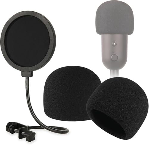 Rigych Microfono Filtro Anti-Pop per Razer Seiren V2 X con Spugna Filtro Antipop, Professionale Microfono Pop Filter con un Braccio Stabilizzatore a Clip a Collo D'oca Flessibile a 360°