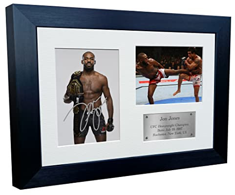 Jon Jones MMA UFC Ultimate Heavyweight Fighting Champion Championship Mixed Martial Arts Triple Signed Autogramm Picture Frame Photo Gift Poster Silver
