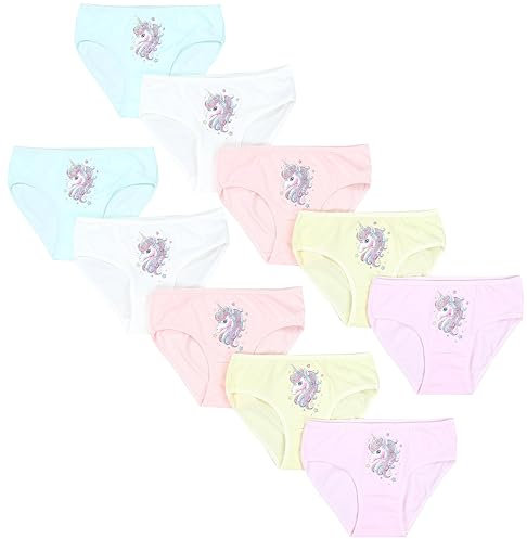 TupTam Unterhosen Mädchen 10er Pack Größe 92-170 – Bequeme Unterwäsche für Mädchen aus Baumwolle, Farbe: Einhorn Blau Graphite Grau Rosa, Größe: 128-134