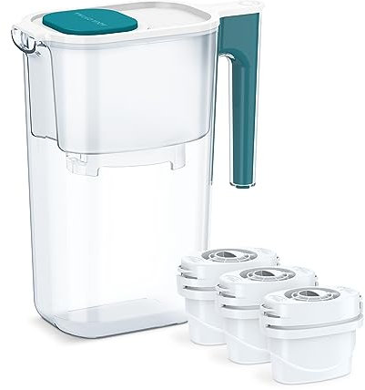 Aqua Optima Perfect Pour Grand filtre à eau 10 tasses Réduit les microplastiques, ergonomique, élimine les éclaboussures et les déversements, sans BPA, certifié NSF, comprend 3 filtres à eau Evolve+,