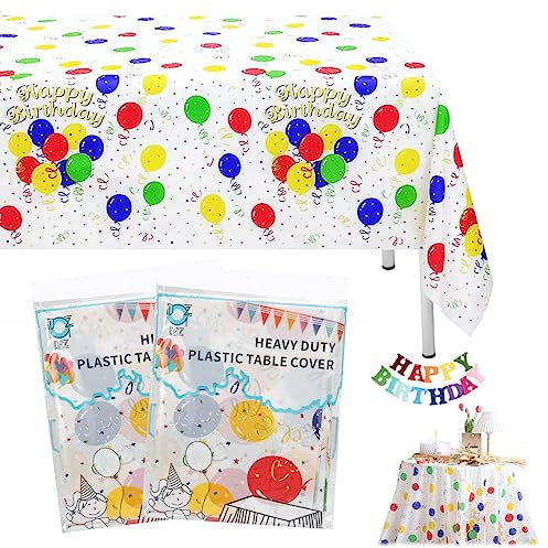 Rairsky 2 Stück Rechteckig Tischdecke Geburtstag, Kindergeburtstag Geburtstagsdeko, 137x274cm, Wasserdicht, Ölfest, Für Partys, Geburtstage, Hochzeiten, Weihnachten