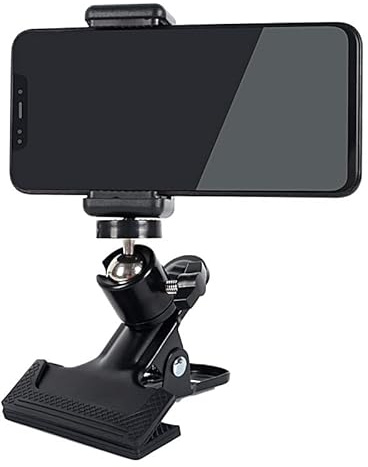 Haimusan Guitar Head Phone Holder Cell Phone Stand Clamp Phone Mount with 1/4 Ball Head Adapter Universal Guitar Head Clip for Bass Ukulele Multifunctional clip phone holder