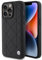 CG MOBILE BMW Ledertasche mit Zeichen Steppmuster für iPhone 15 Promax - Schwarz