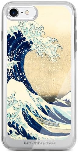 Berkin Arts Compatible with iPhone SE (2020)/ SE (2022) Case/iPhone 7 Case/iPhone 8 Case Clear TPU Transparent Cover Japanese Style Ukiyo-e (The Great Wave by Katsushika Hokusai)