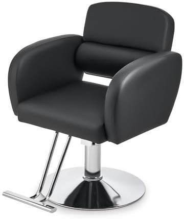 CO-Z Barber Chair, Classic Salon Chair for Hair Stylist with 360° Swivel 15 cm Adjustable Height, Hydraulic Stylist Chair with Weighted Steel Base 250 kg Capacity for Beauty Salon Barber Shop