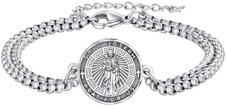 YFN Heiliger Josef Armband Sterling Silber Religiöse Beschützer Armband St Joseph Schmuck Saint Joseph Geschenke für Damen Herren