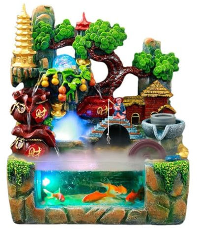 HUMAJORY Kleiner Steingarten, fließendes Wasser, Brunnen, Garten, Hof, Glas, Aquarium, Zuhause, Wohnzimmer, Landschaft, Ornamente