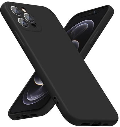 LoeoeL for iPhone 12 Pro Phone Case Silicone, Minimalist Ultra Thin Slim Soft Rubber Gel Solid Color Matte TPU Cute Case for Women Men, Girly Plain Aesthetic Design & Camera Cover Protection, Black