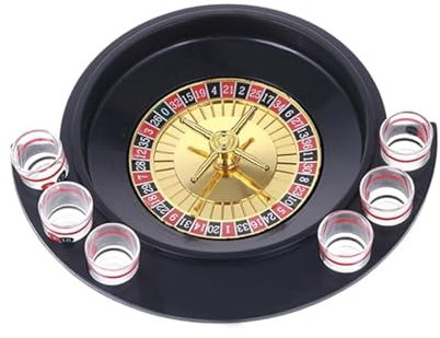 Roulette Sets 1Pc Lucky Shot Glass Roulette with Two Balls and Six Glasses for Casino Gift and Fun Drinking Party Game Set Party Games