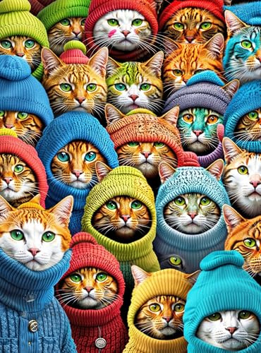 Cross & Glory - Whiskered World: A Kitty Kaleidoscope - Jigsaw Cat Puzzles for Adults 1000 Pieces | Vibrant | Challenging & Detailed