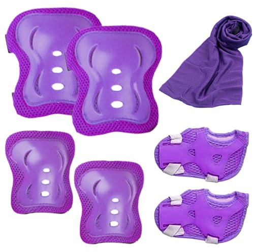 JSTHHTT 6 Piezas Protecciones Patines Set, Protecciones Skate Niño Rodilleras Patines Niña, Protecciones Patines Niña, Rodilleras y Coderas Niña Patinaje, Set Rodilleras Coderas y Muñequeras