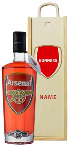 Arsenal Football Vodka Gift Set in Wooden Box (70cl) - 37.5% ABV - Father's Day, Gifts for Him, Birthday Gift, Men's Gifts