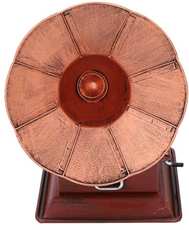 Decorazione per Grammofono Vintage in Ferro, Giradischi Antico, Giocattolo, Ornamento da Scrivania, Splendido Design Vintage, Estetica Europea, Preziosa Opera D'arte da collezione.