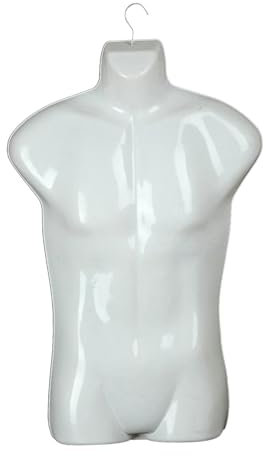 Amagogo Männliche Schaufensterpuppe Kleiderbügel Torso Schneiderpuppe für Einzelhandelsgeschäft Bekleidungsgeschäft, Weiß