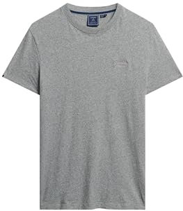 Superdry Herren T-Shirt aus Flammgarn mit unversäuberten Kanten und V-Ausschnitt Grau M
