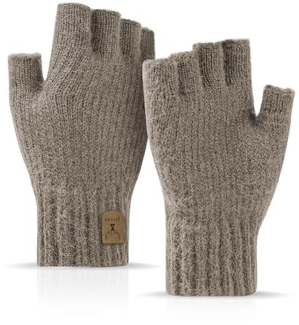JUNRUI Fingerlose Handschuhe, Handschuhe ohne Finger Winter Warme Strickhandschuhe Arbeiten Camping Wandern Laufen Radfahren Fahren für Herren und Damen
