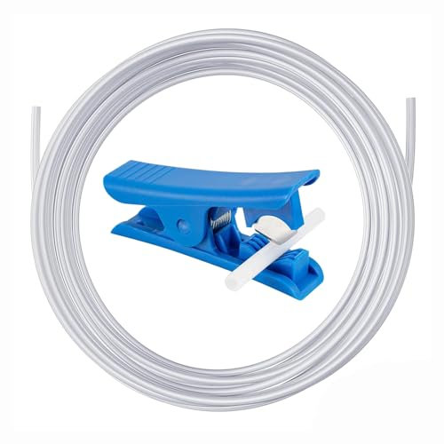 Nssnlur 5M PTFE Schlauch mit Rohrschneider 2mm ID × 4mm OD, Weiß PTFE Teflon Tube 1,75 mm 3D Drucker Filament Teflonschlauch Kit für Ender 3/Ender 3 V2/3 Pro/5/CR-10/10S für Anycubic Kobra 3/S1 Combo