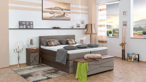 Boxspringbett Dion 240x220, VS-Sand, 7-Zohnen Taschenfederkernmatratze, Ergoflex - Inklusive Aufbau - Deutscher Hersteller