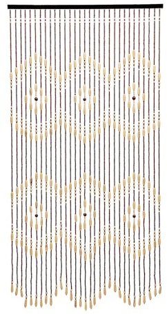 MINRS Tenda per porta, tenda decorativa, tenda in perle di bambù e legno, misure 90 x 175 cm, tenda in legno e bambù per porte in soggiorni, balconi, cortili, uffici, Beige e Marrone