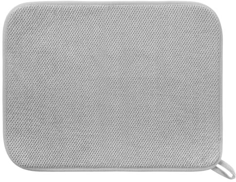 LLOUSSAK Mikrofaser Trockenmatte, 30 x 40cm Doppelseitige Küchen Abtropfmatte Geschirr Stark Saugfähige Abtropfmatte für Küchengeschirr Esstisch Teetisch Grau