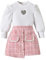 UUAISSO Kleinkind Baby Mädchen Kleidung Langarm Gerippte Oberteile Plaid Tweed Muster Rock Herbst Knopf Outfits Sets Herz rosa 3-4 Jahre